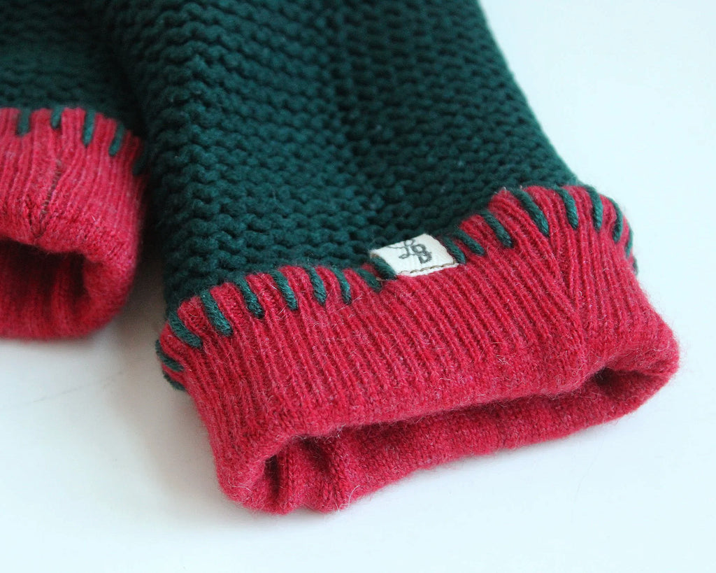 Holly-Day Cashmere Lined Fingerless Mittens (Hand-Warmers)