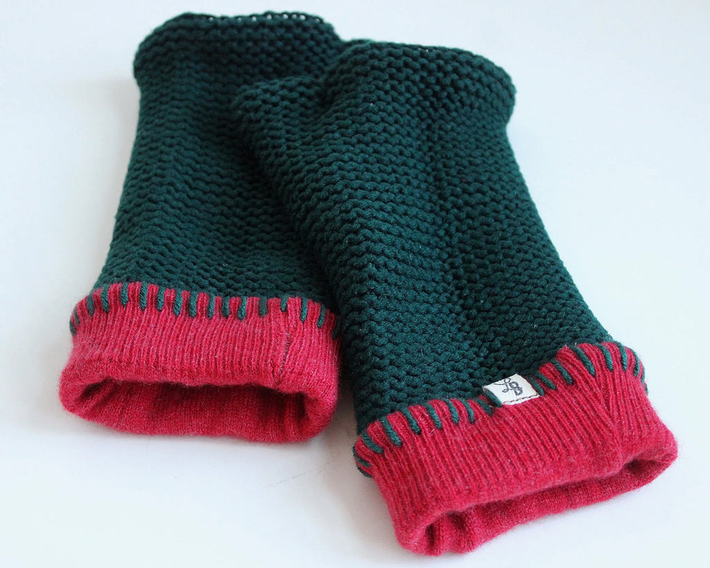 Holly-Day Cashmere Lined Fingerless Mittens (Hand-Warmers)
