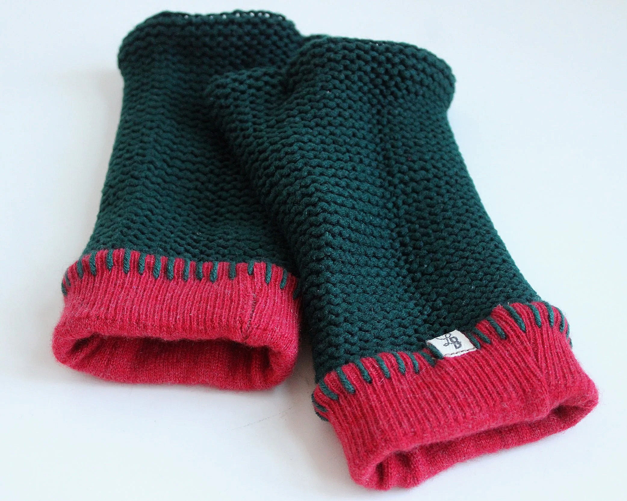 Holly-Day Cashmere Lined Fingerless Mittens (Hand-Warmers)