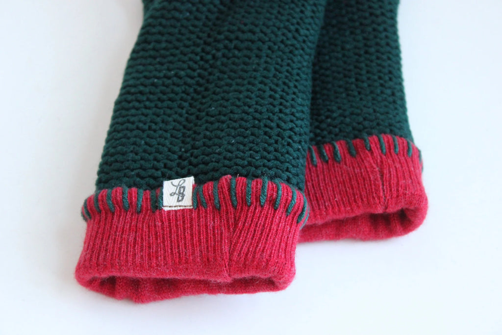 Holly-Day Cashmere Lined Fingerless Mittens (Hand-Warmers)
