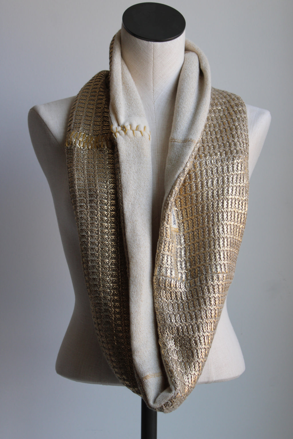 Golden Cream Latte Cashmere Lined Infinity Scarf