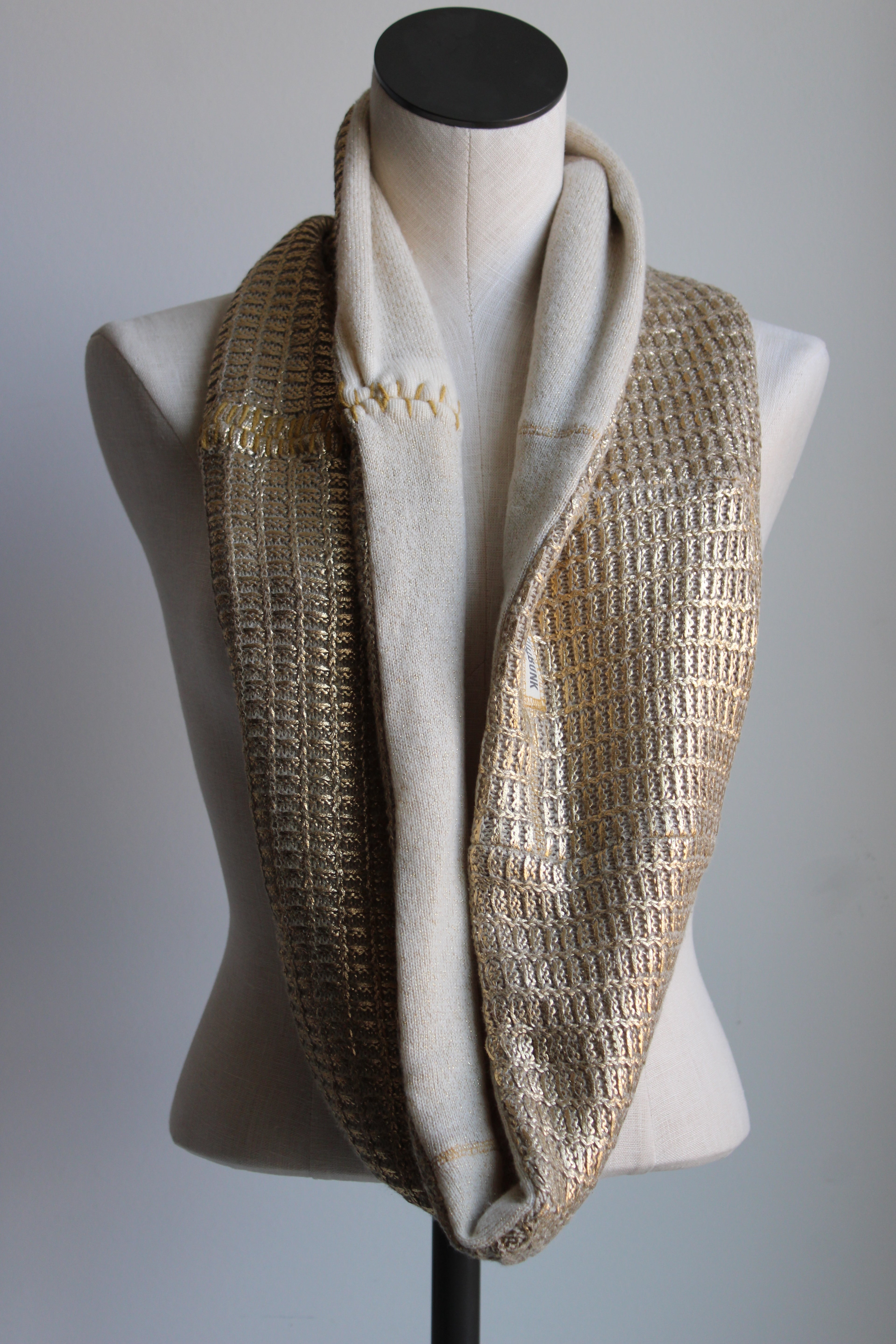 Golden Cream Latte Cashmere Lined Infinity Scarf