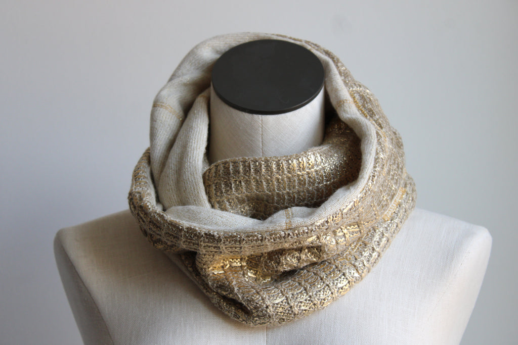Golden Cream Latte Cashmere Lined Infinity Scarf