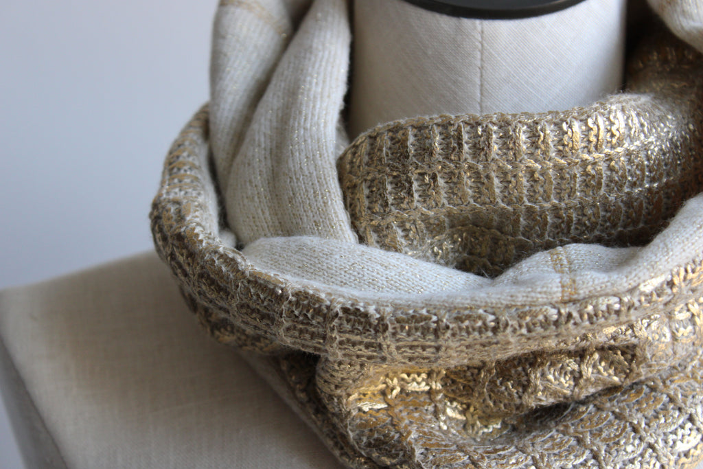 Golden Cream Latte Cashmere Lined Infinity Scarf