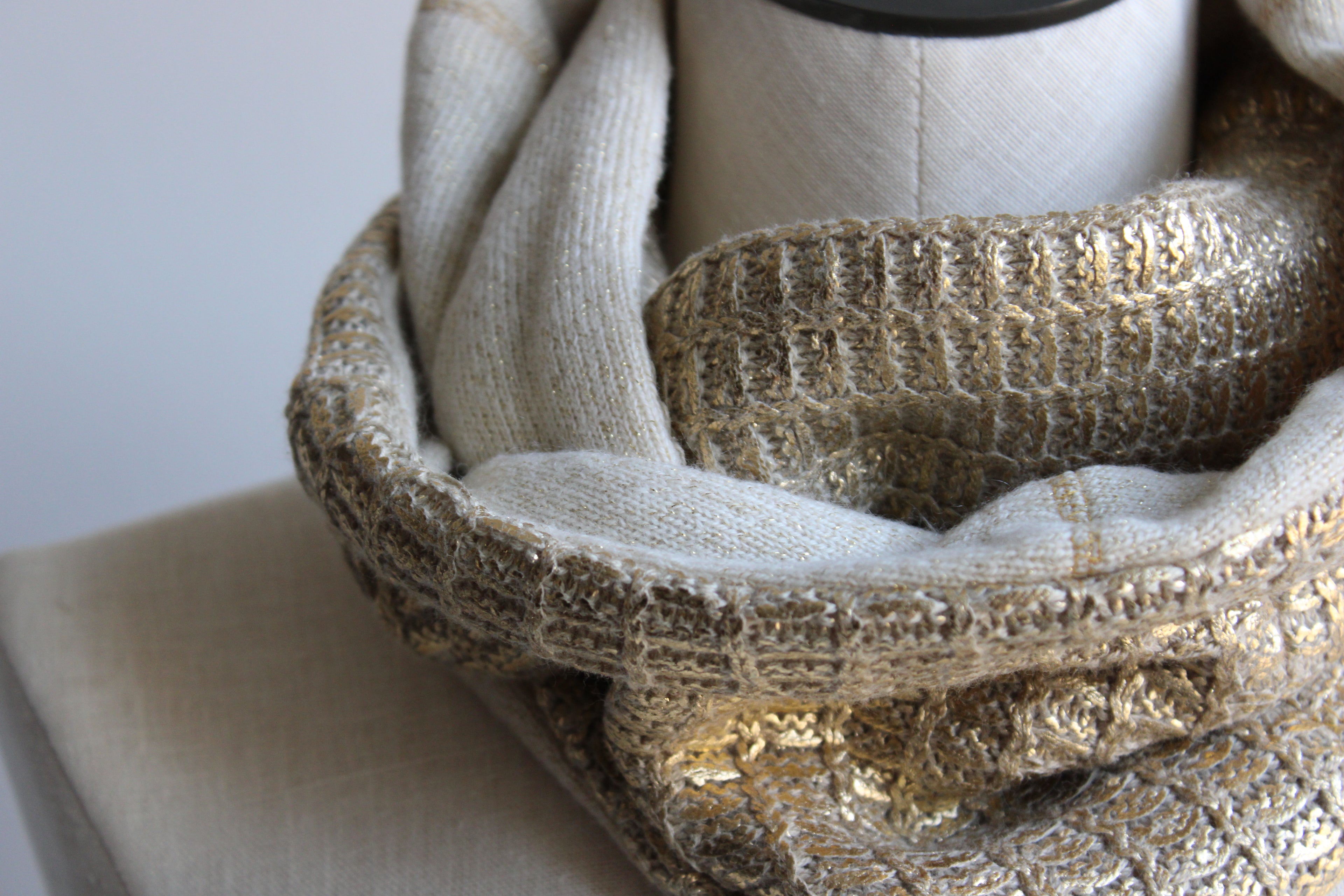 Golden Cream Latte Cashmere Lined Infinity Scarf