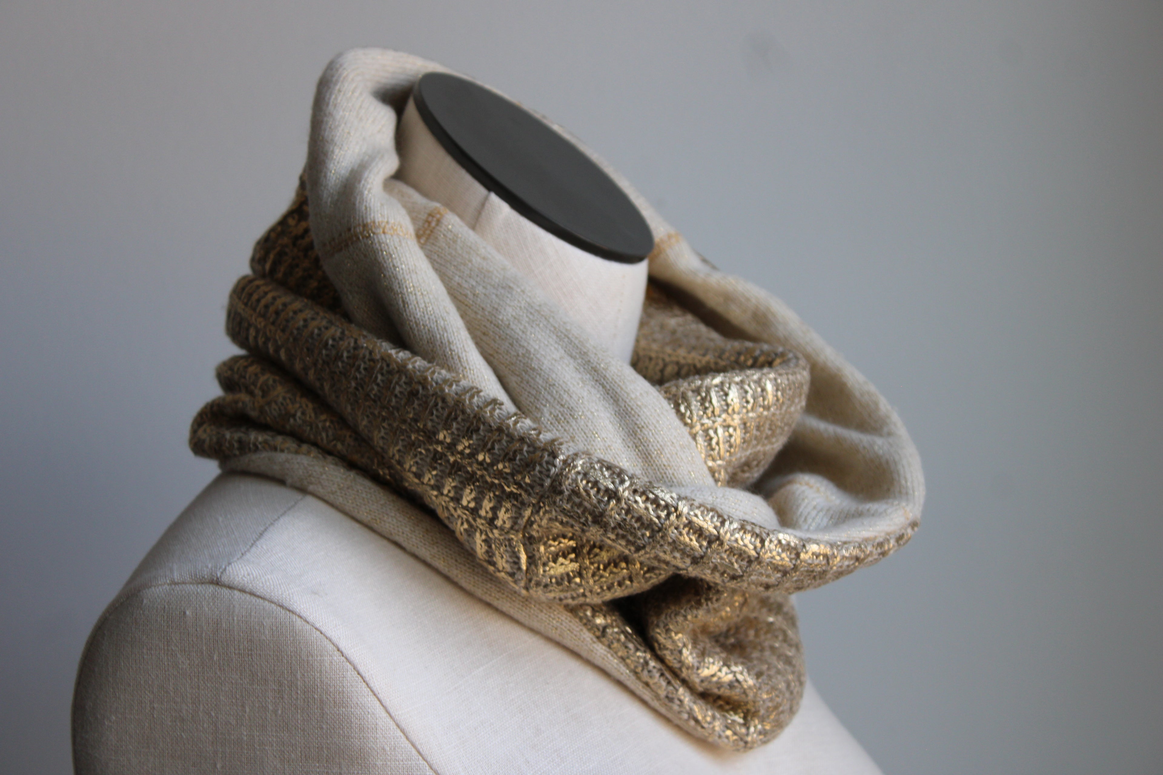 Golden Cream Latte Cashmere Lined Infinity Scarf