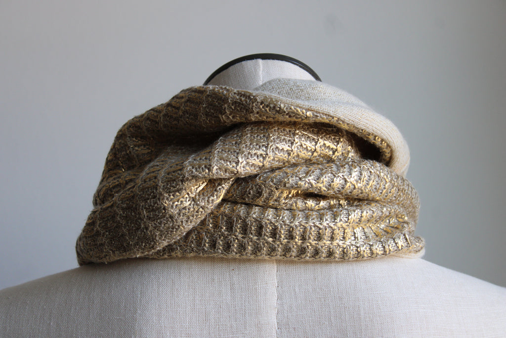 Golden Cream Latte Cashmere Lined Infinity Scarf