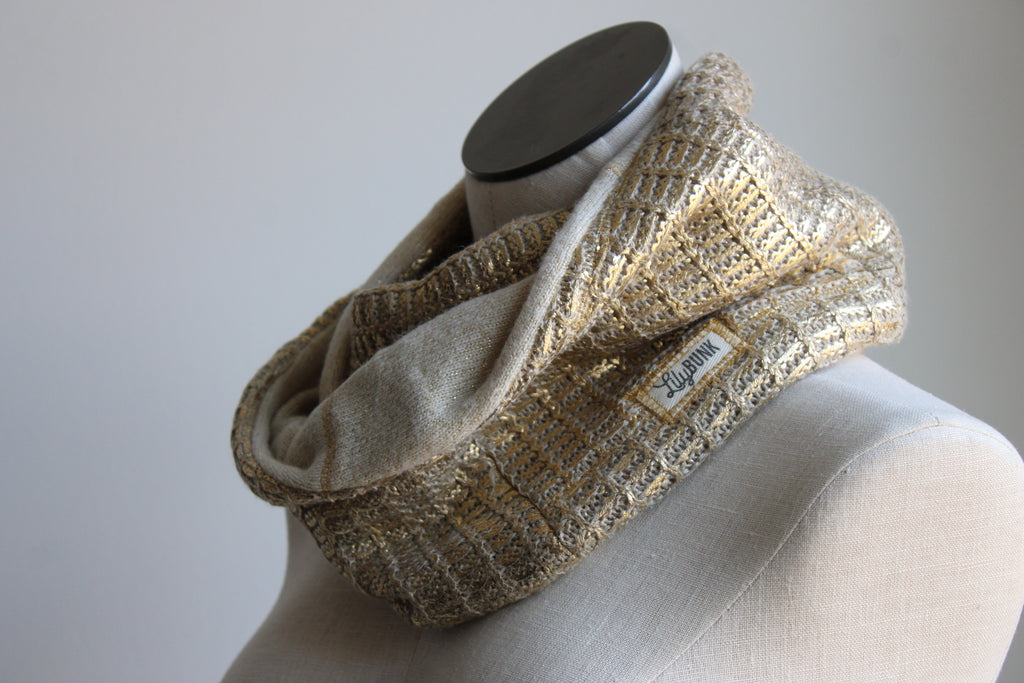 Golden Cream Latte Cashmere Lined Infinity Scarf