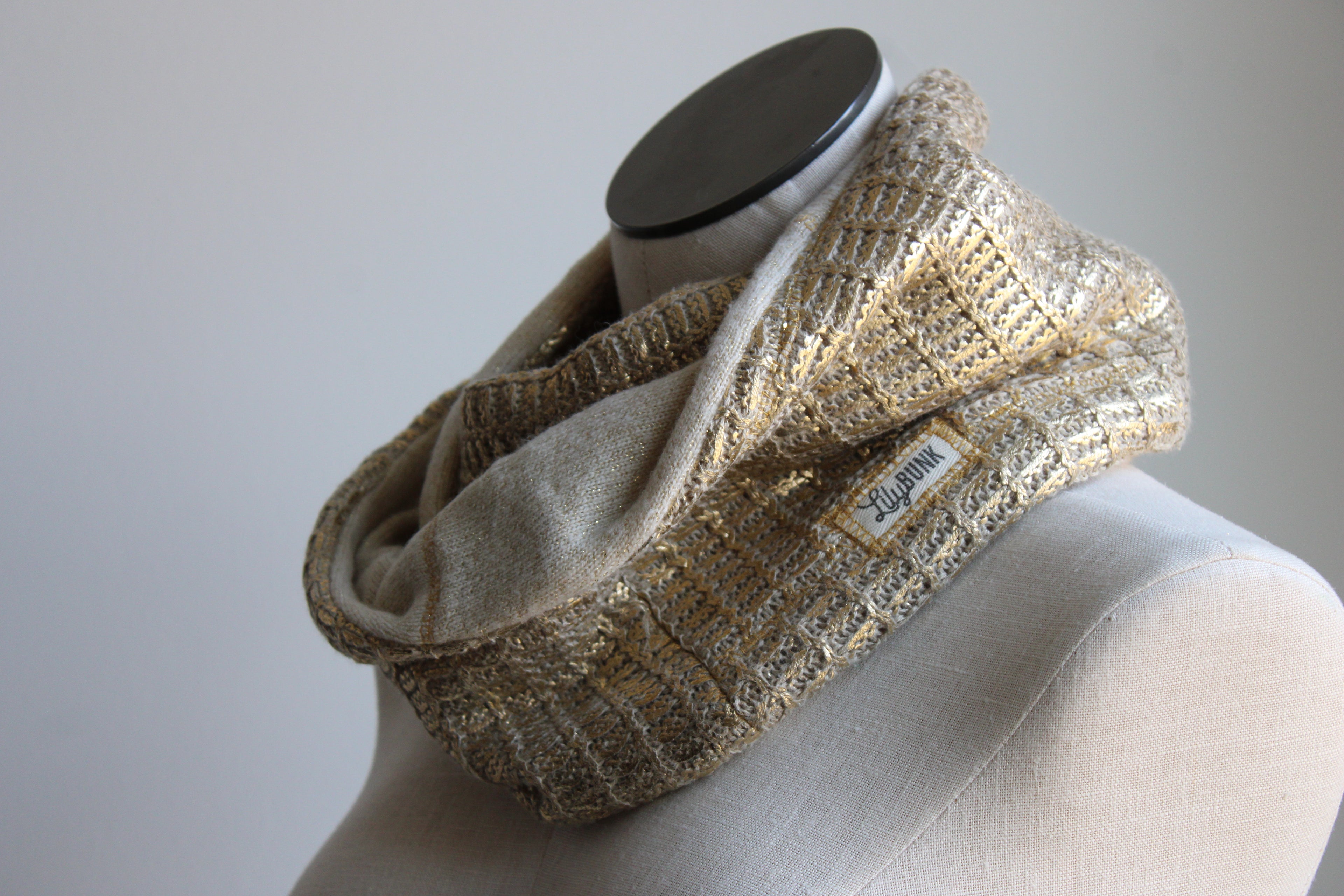Golden Cream Latte Cashmere Lined Infinity Scarf
