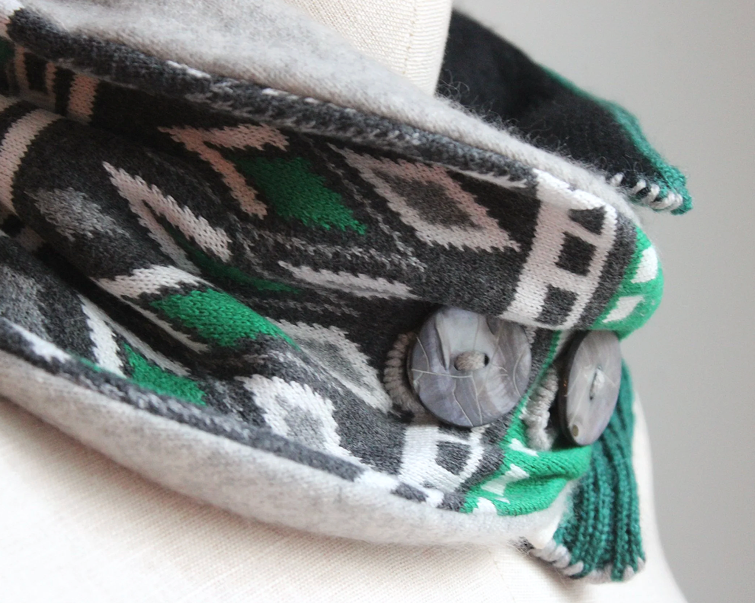 Lucky Green Diamond Cashmere Lined Neck-Warmer