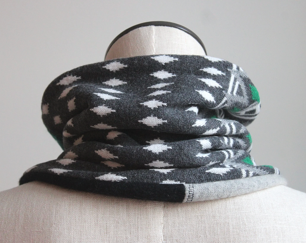 Lucky Green Diamond Cashmere Lined Neck-Warmer