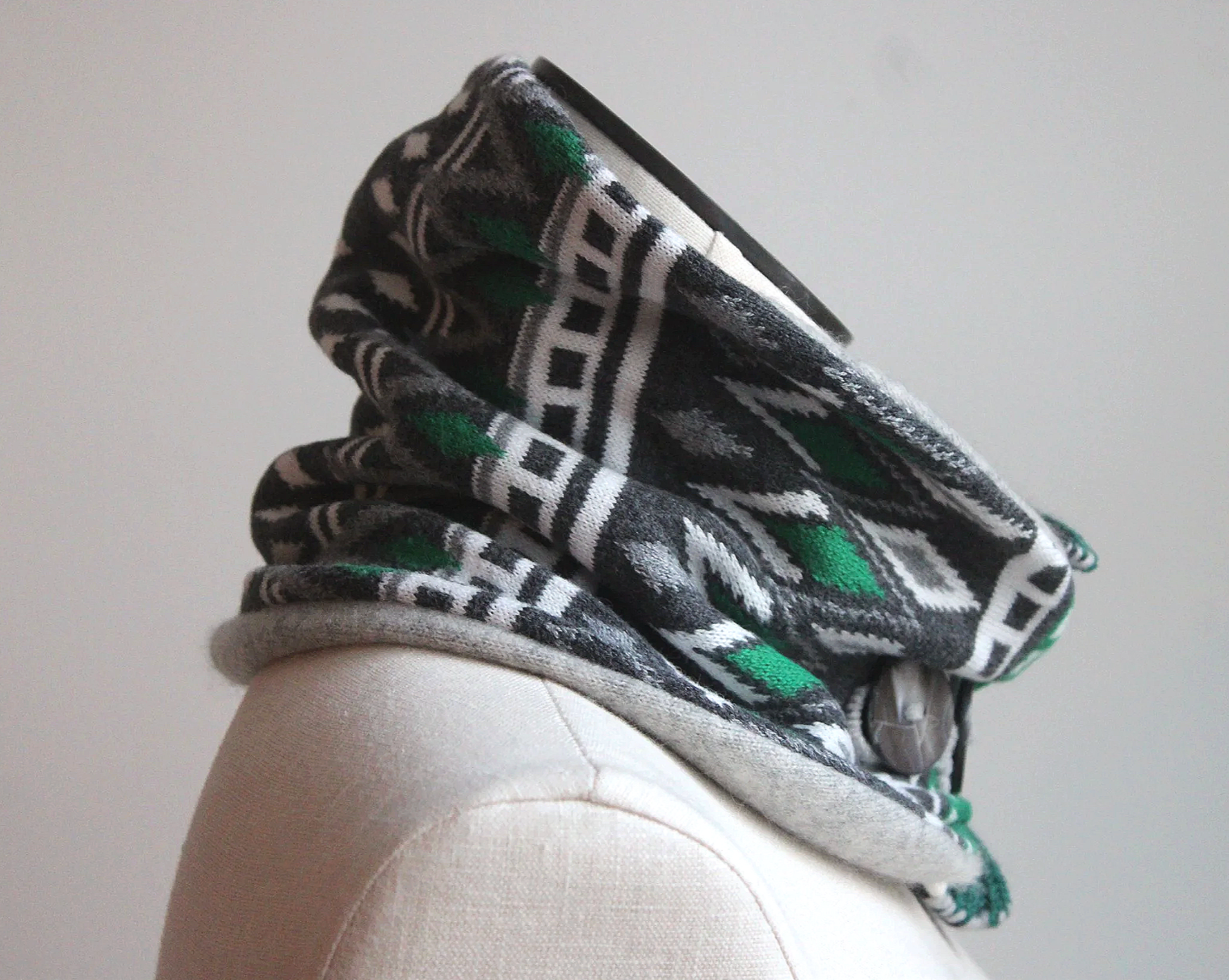 Lucky Green Diamond Cashmere Lined Neck-Warmer