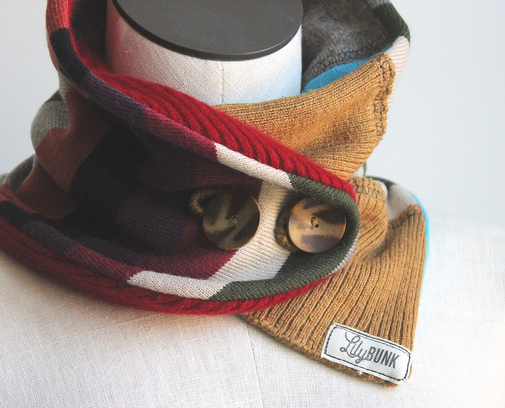 Mustard-Bow Cashmere Lined Neck-Warmer