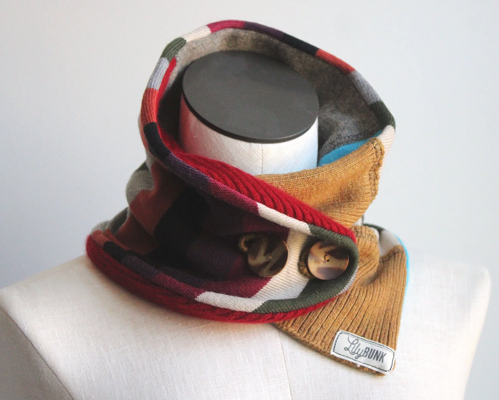 Mustard-Bow Cashmere Lined Neck-Warmer