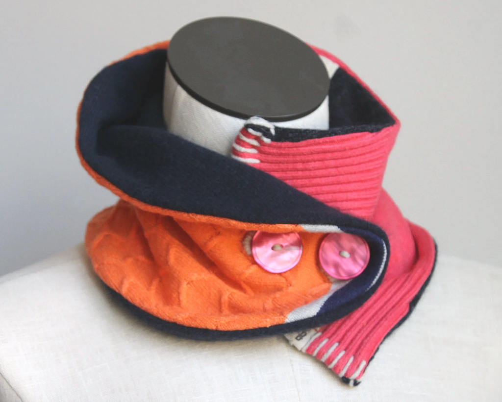 Neon + Navy Cashmere Lined Neck-Warmer