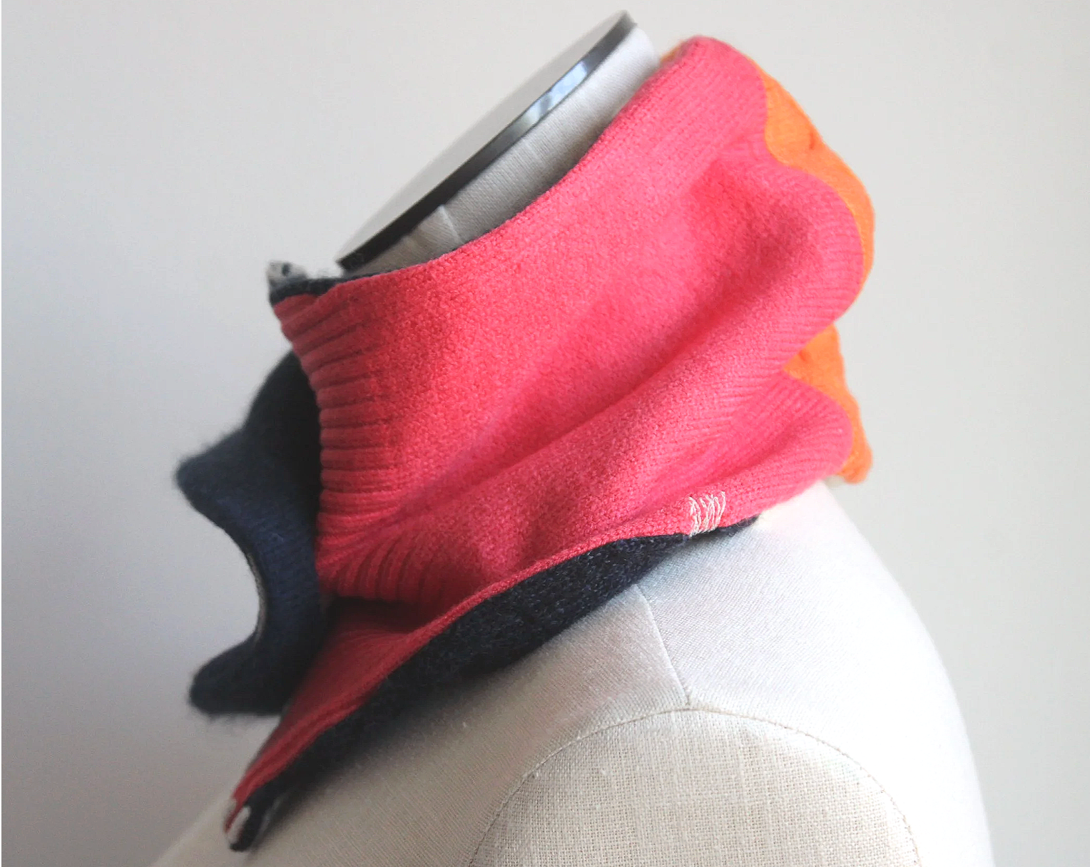 Neon + Navy Cashmere Lined Neck-Warmer