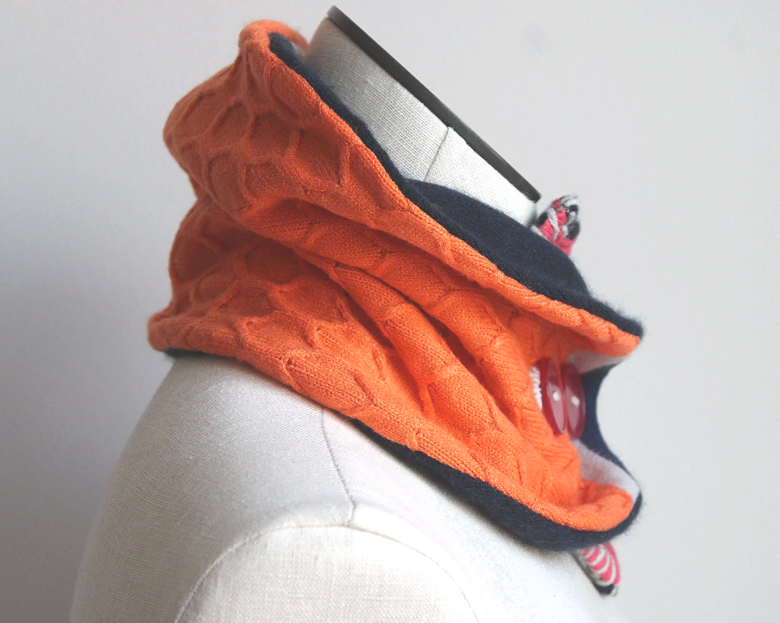 Neon + Navy Cashmere Lined Neck-Warmer