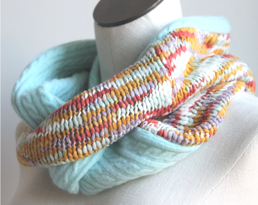 Mint Sunrise Cashmere Lined Infinity Scarf