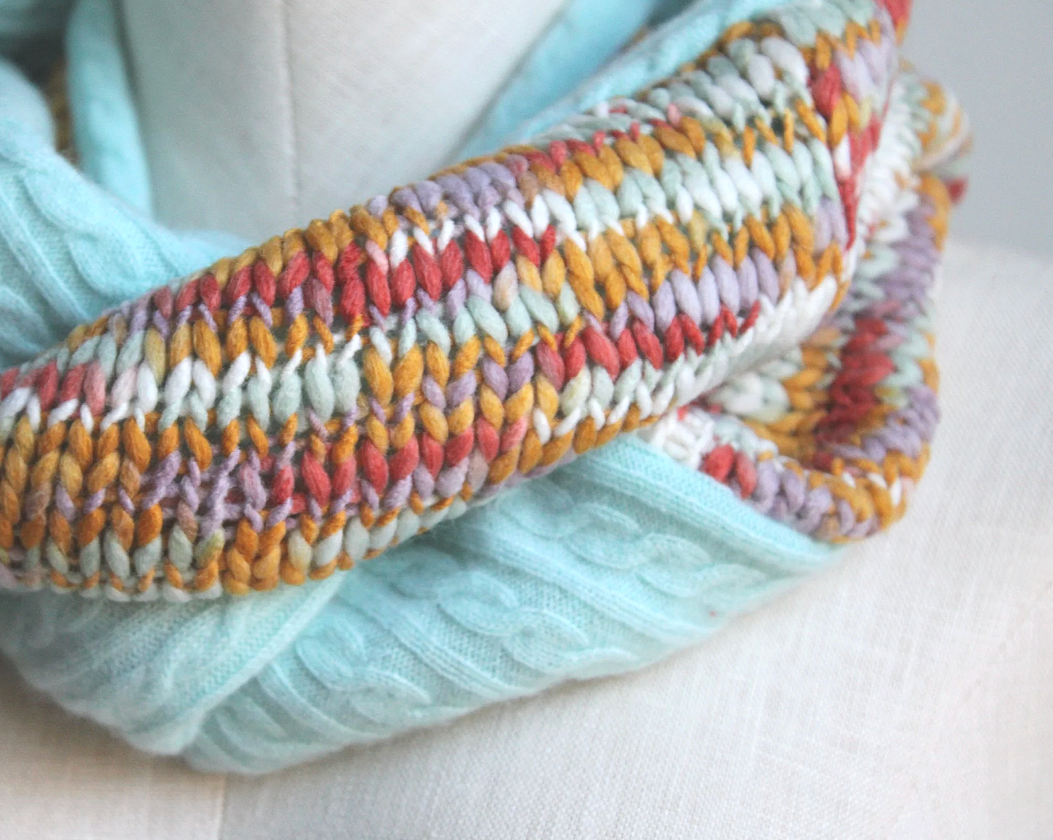 Mint Sunrise Cashmere Lined Infinity Scarf