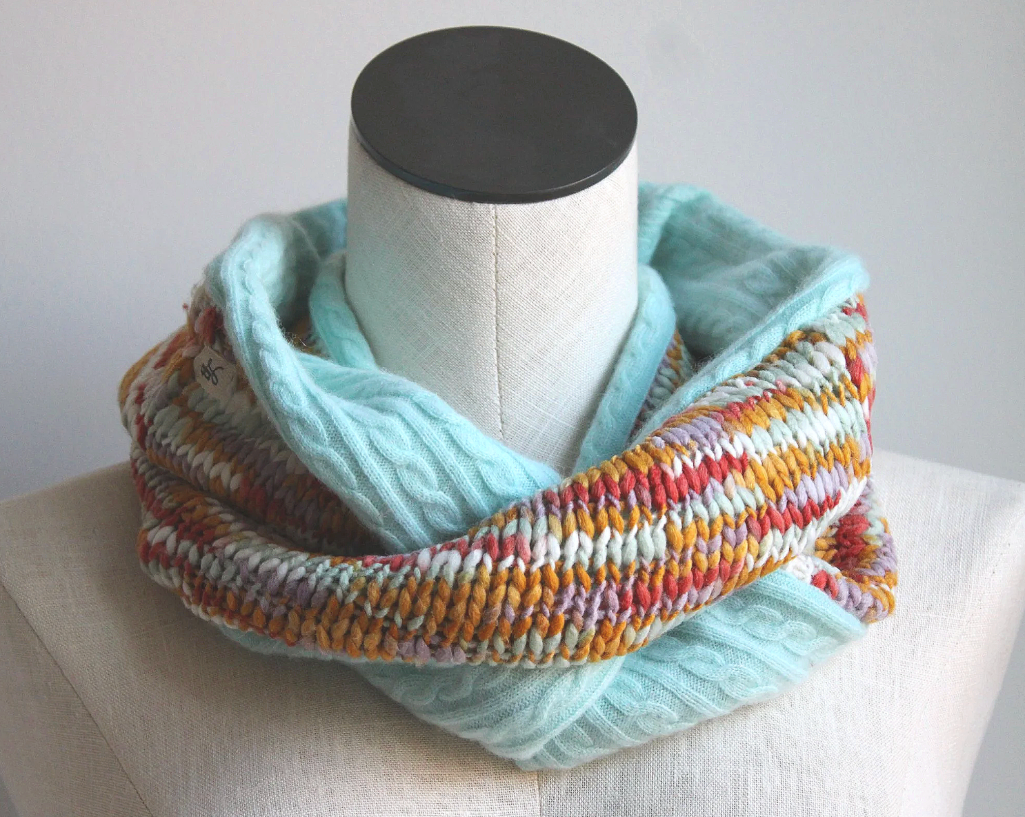 Mint Sunrise Cashmere Lined Infinity Scarf