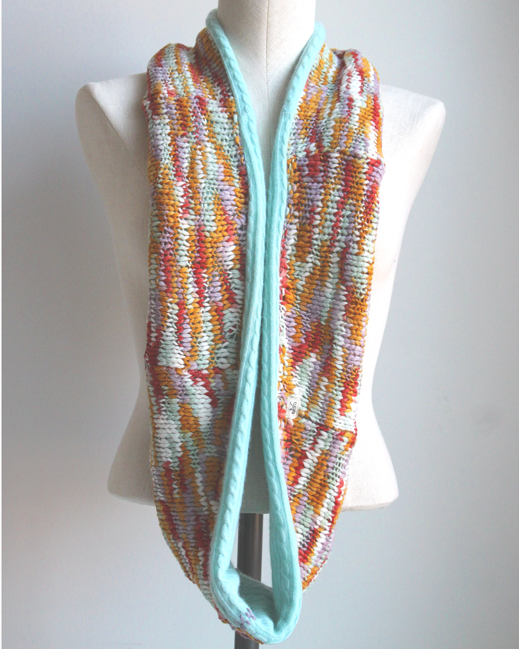 Mint Sunrise Cashmere Lined Infinity Scarf