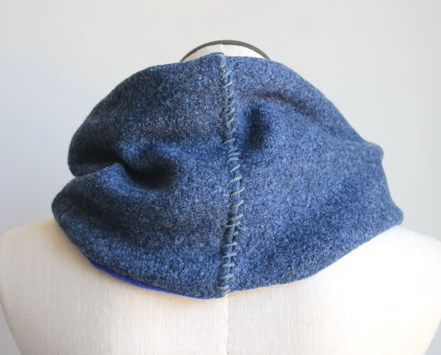 Blue Beige Cashmere Lined Infinity Scarf