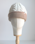 Cream-Cinnamon Cashmere Lined Hand-Knit Beanie