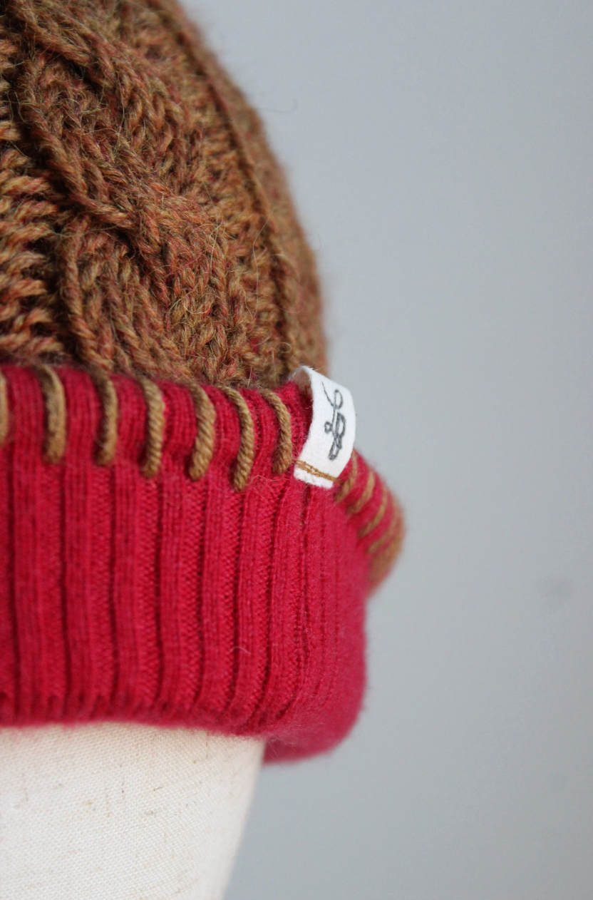 Gingerbread Cashmere Lined Hand-Knit Beanie