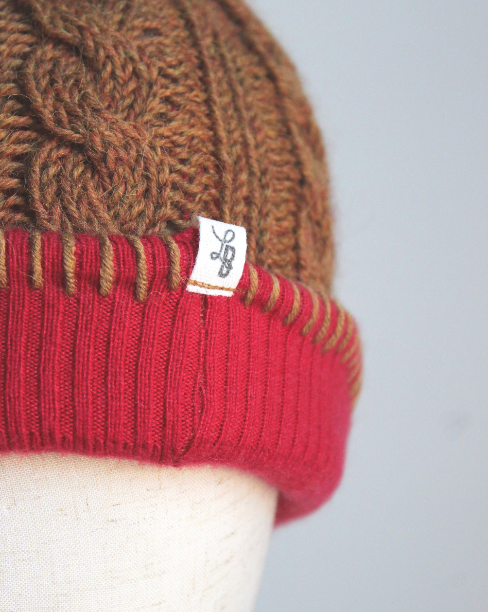 Gingerbread Cashmere Lined Hand-Knit Beanie