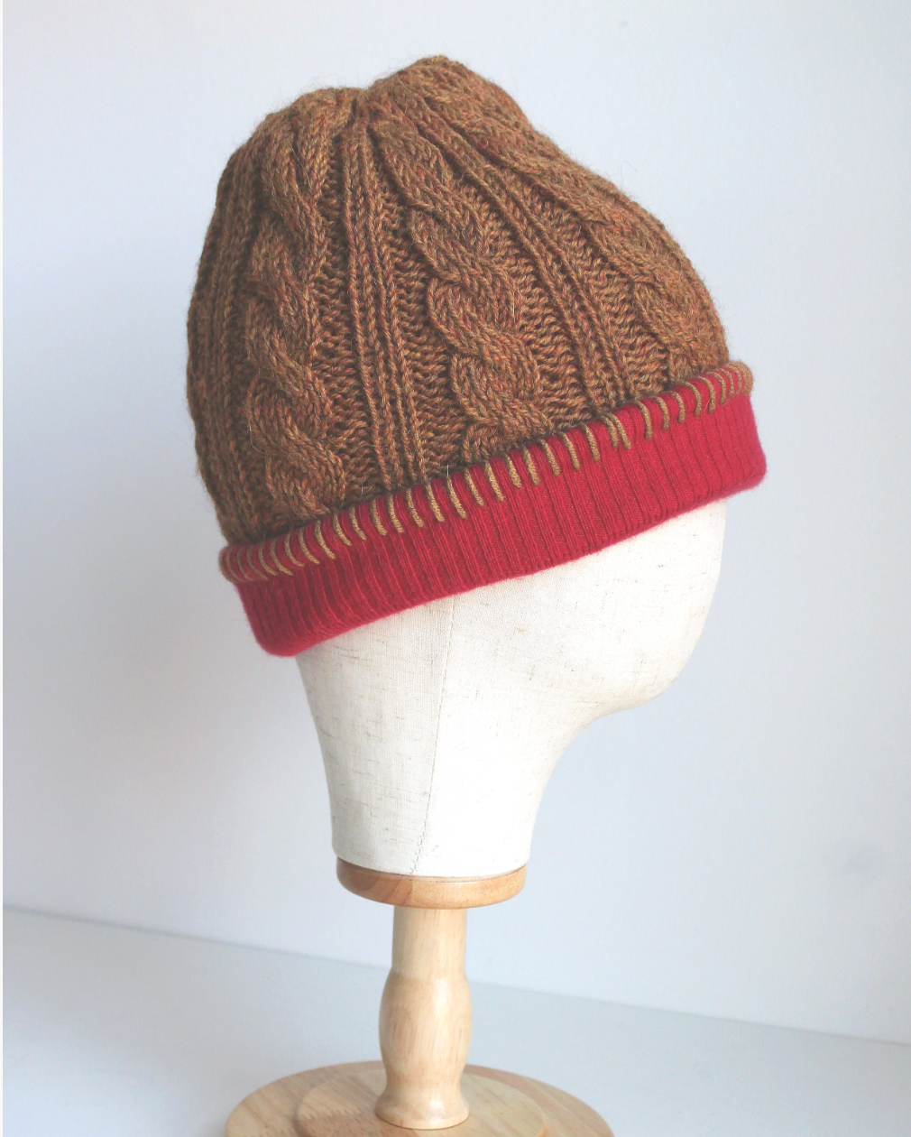 Gingerbread Cashmere Lined Hand-Knit Beanie