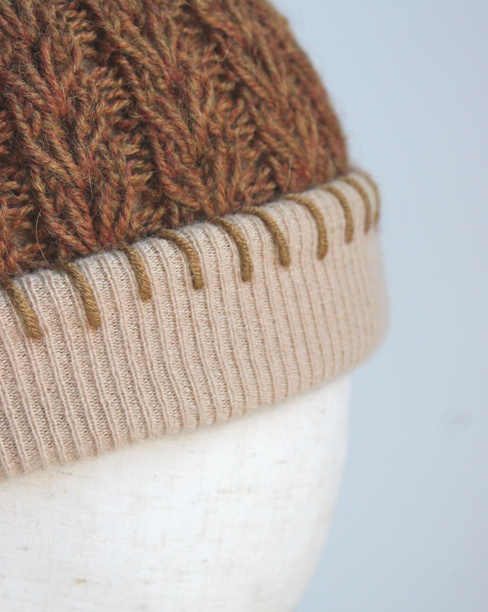 Cinnamon + Cream Cashmere Lined Hand-Knit Beanie