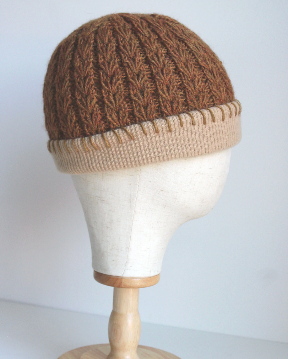 Cinnamon + Cream Cashmere Lined Hand-Knit Beanie