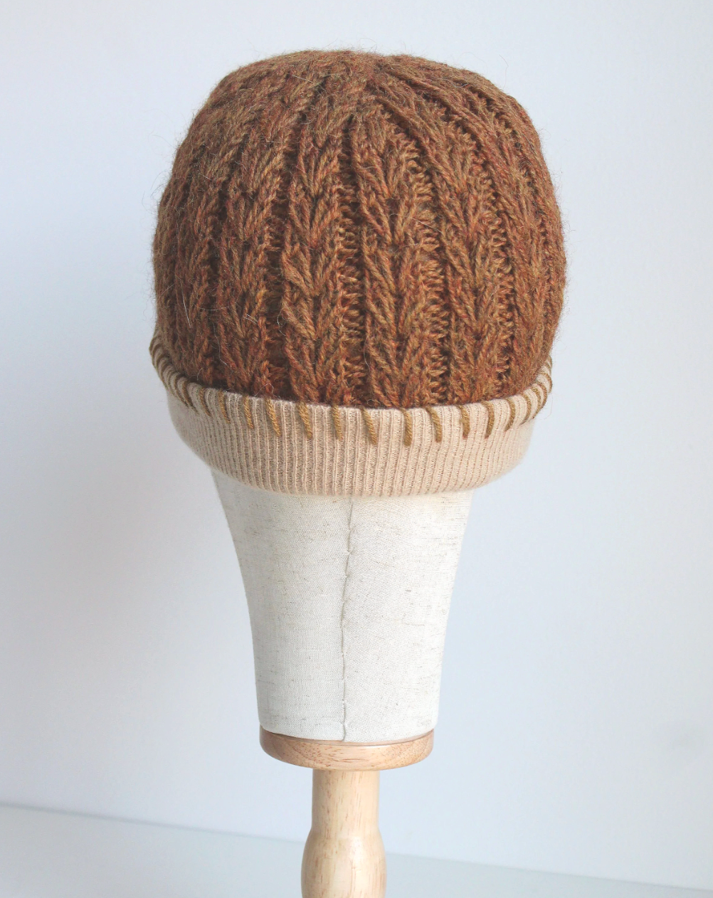 Cinnamon + Cream Cashmere Lined Hand-Knit Beanie