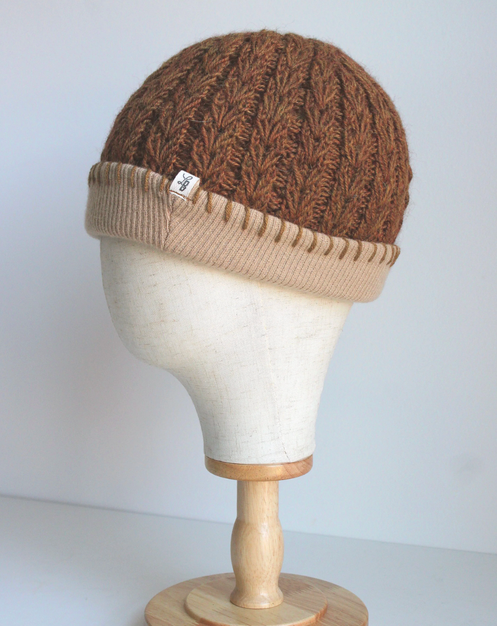 Cinnamon + Cream Cashmere Lined Hand-Knit Beanie