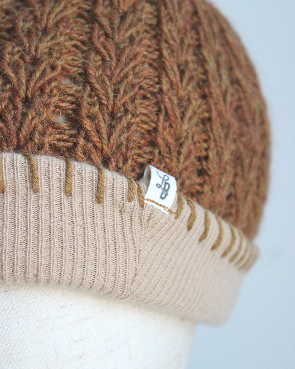 Cinnamon + Cream Cashmere Lined Hand-Knit Beanie