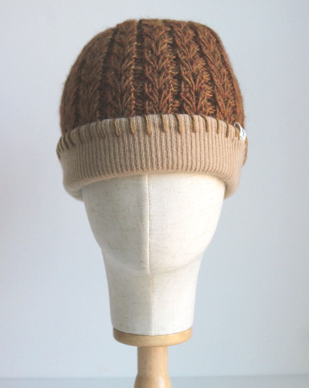 Cinnamon + Cream Cashmere Lined Hand-Knit Beanie