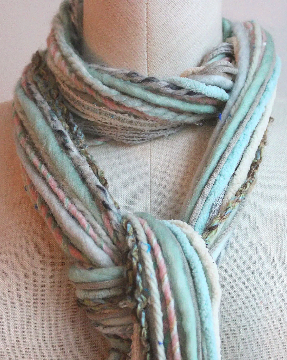 Sea Foam Mint Yarn Scarf