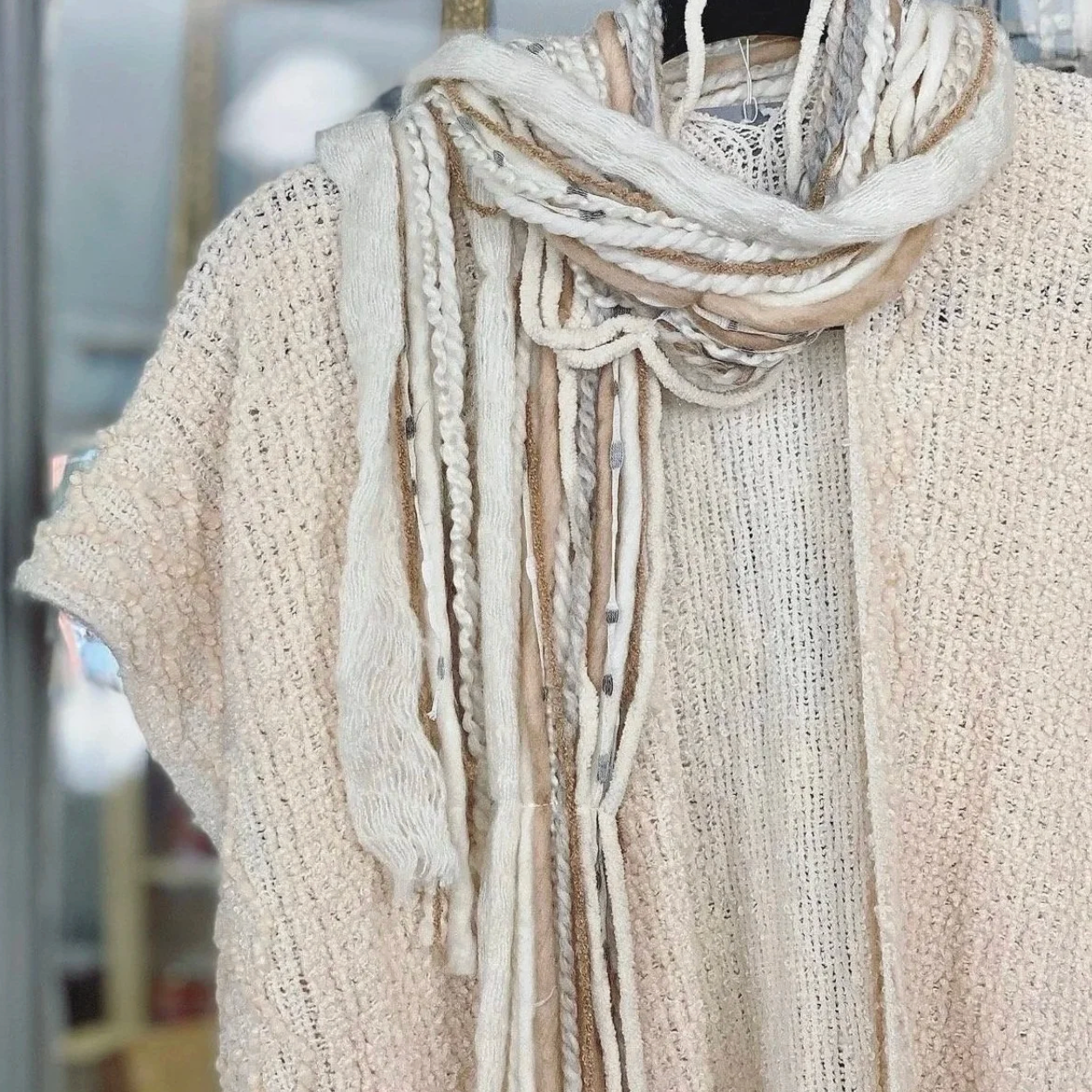 White & Creams Yarn Scarf
