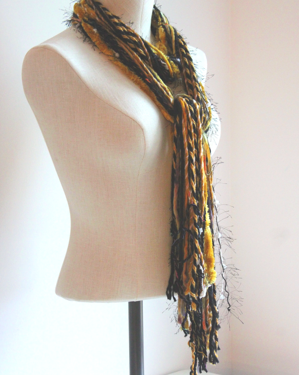Yellow & Black Yarn Scarf