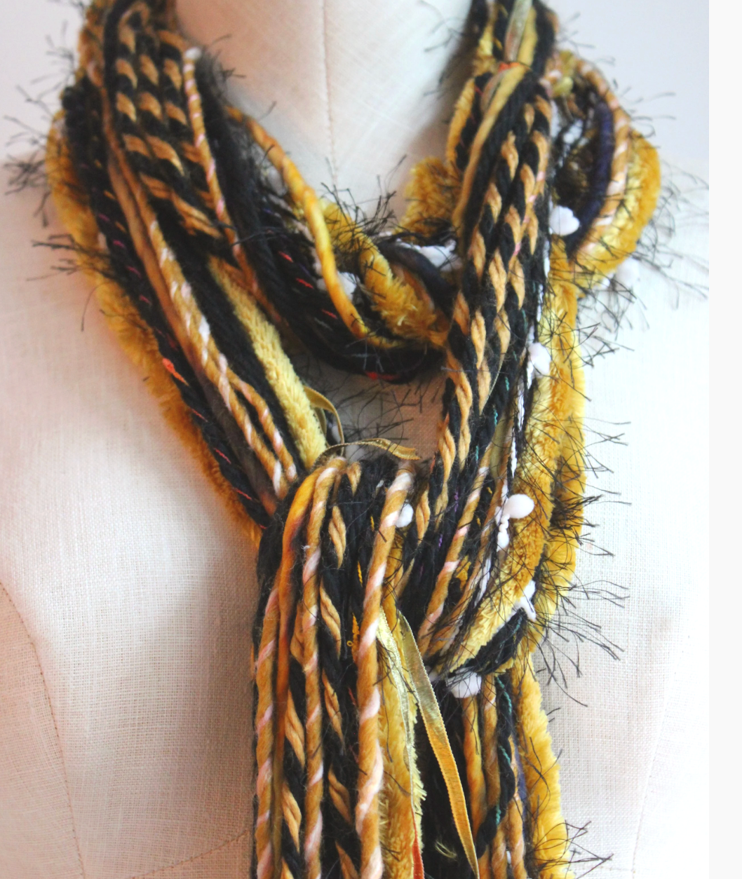 Yellow & Black Yarn Scarf