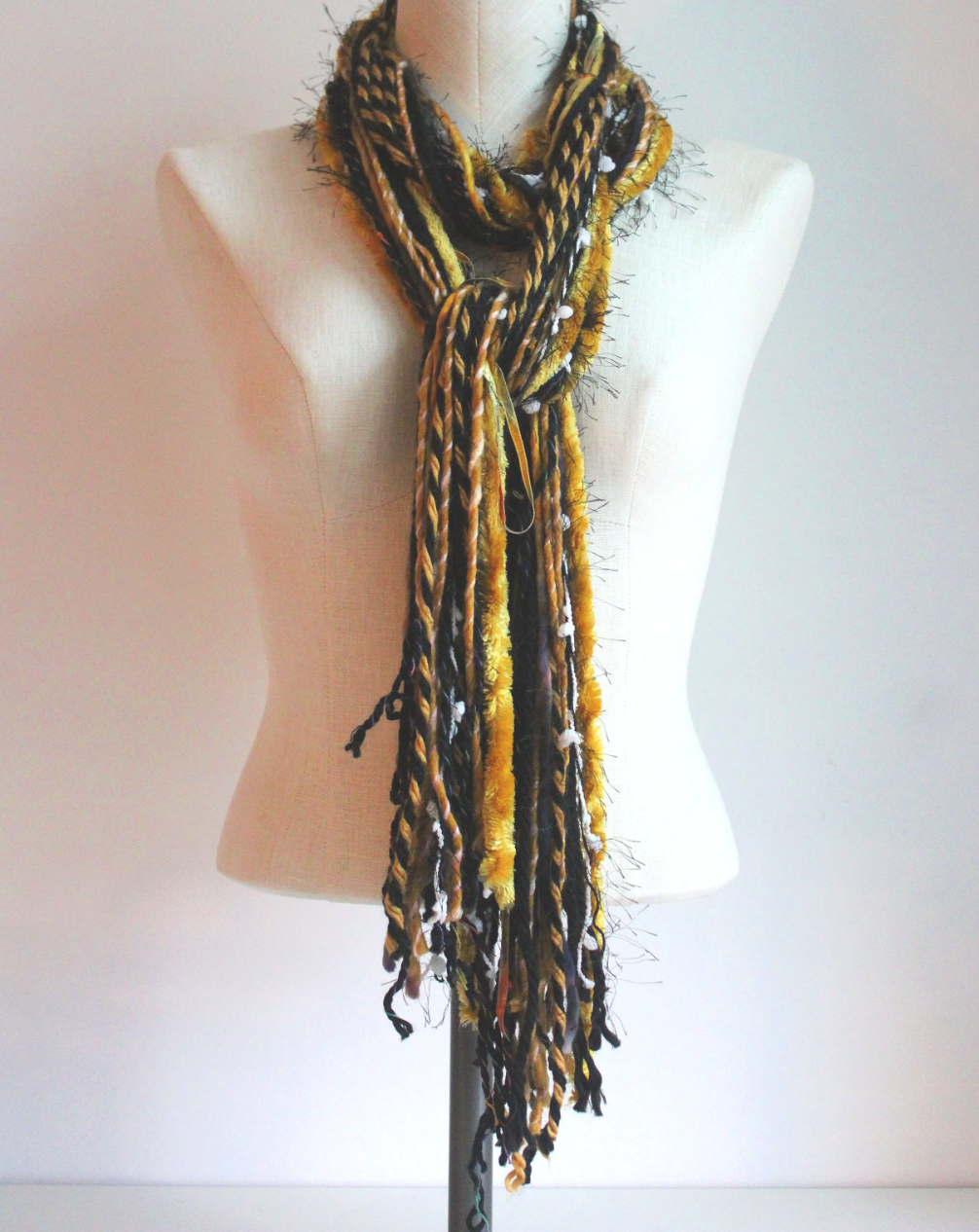 Yellow & Black Yarn Scarf