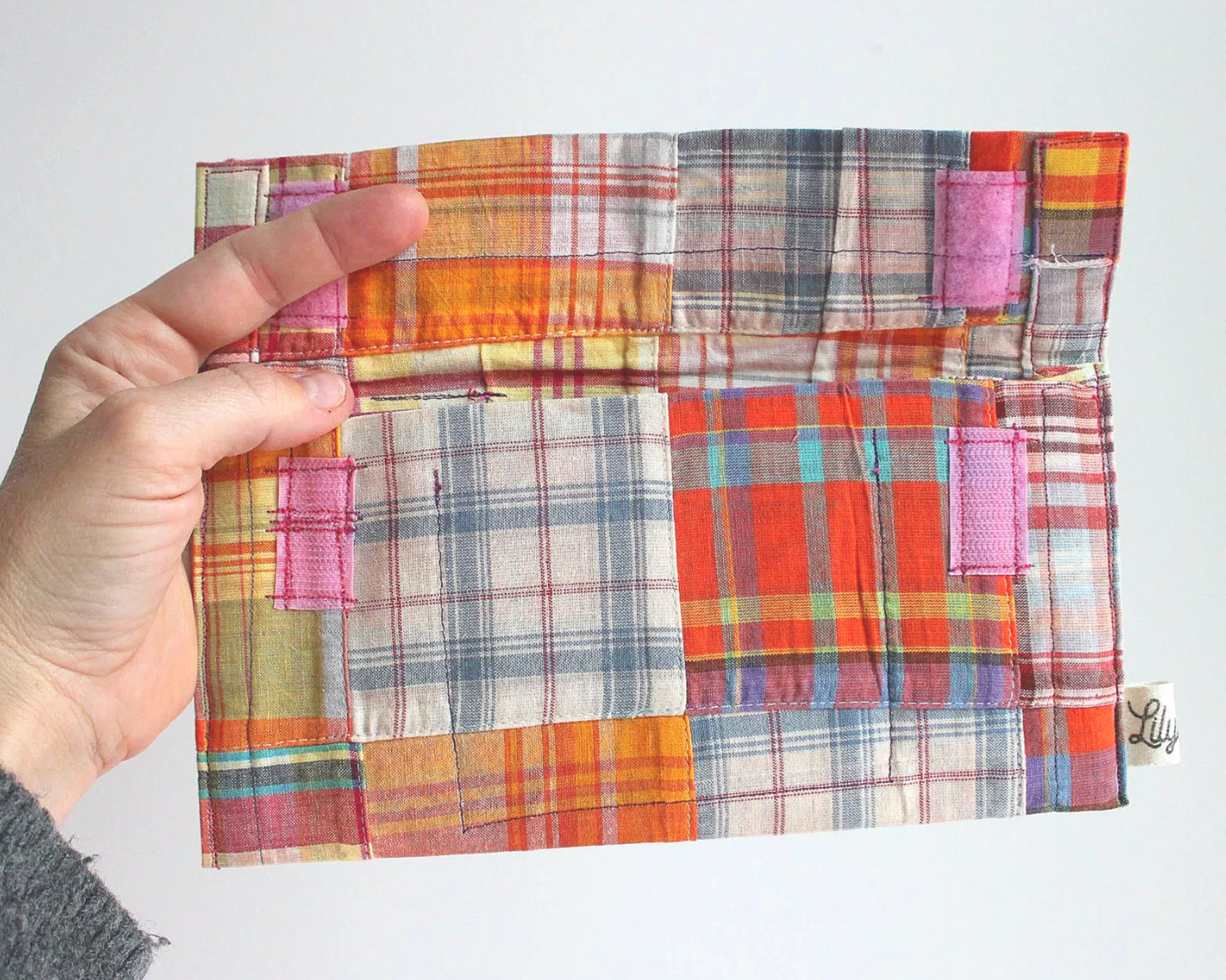 Orange Plaid & Rainbow Hand-Catch Wallet