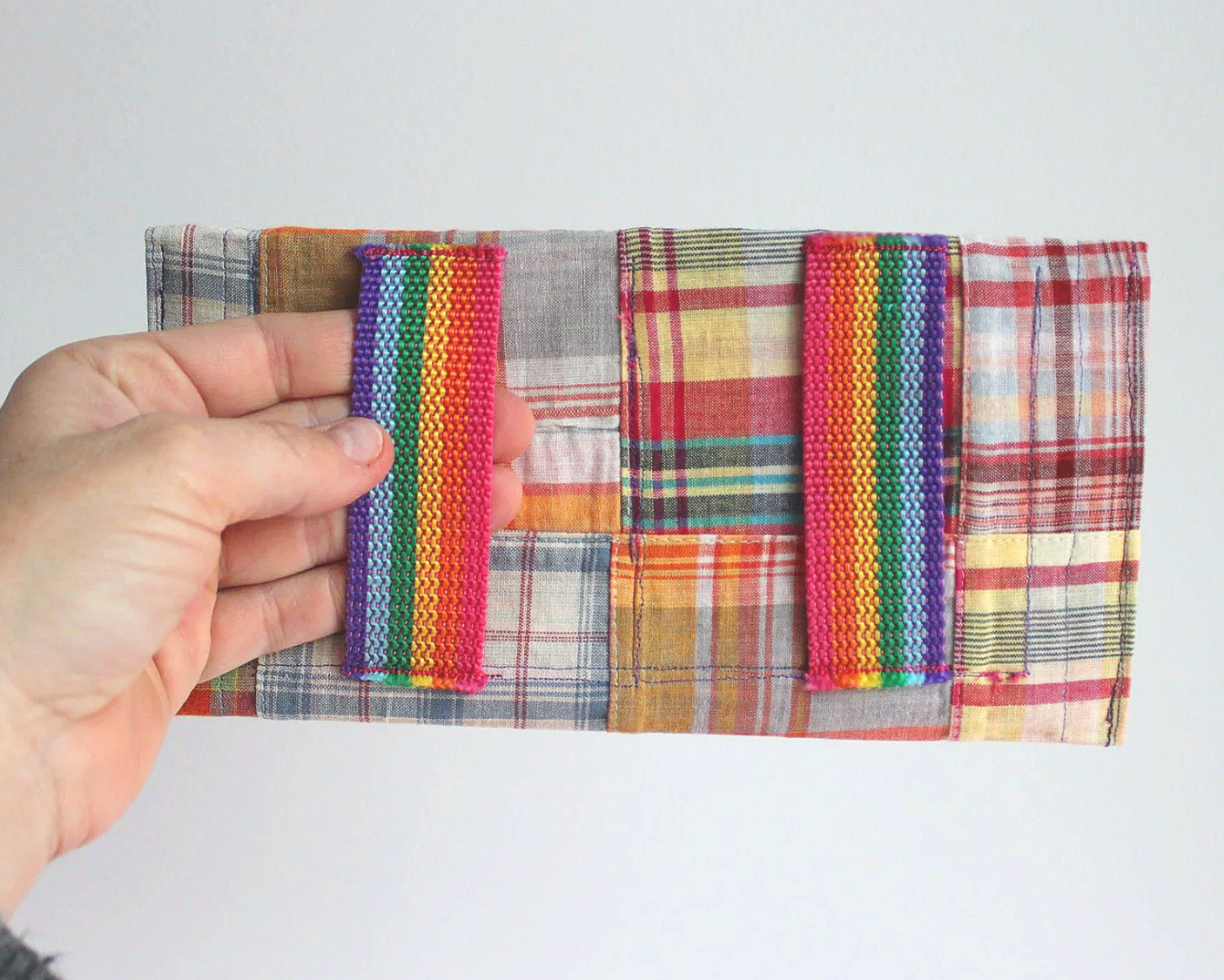 Orange Plaid & Rainbow Hand-Catch Wallet