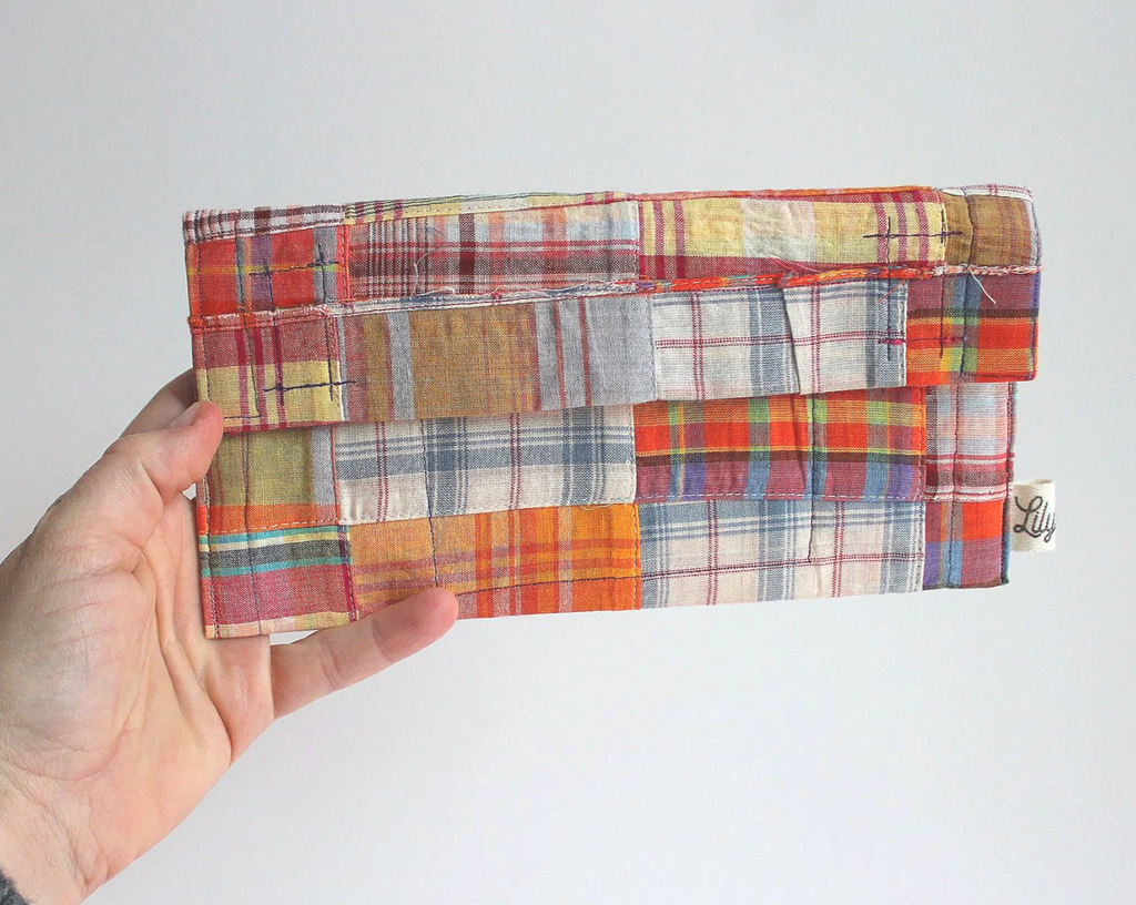 Orange Plaid & Rainbow Hand-Catch Wallet