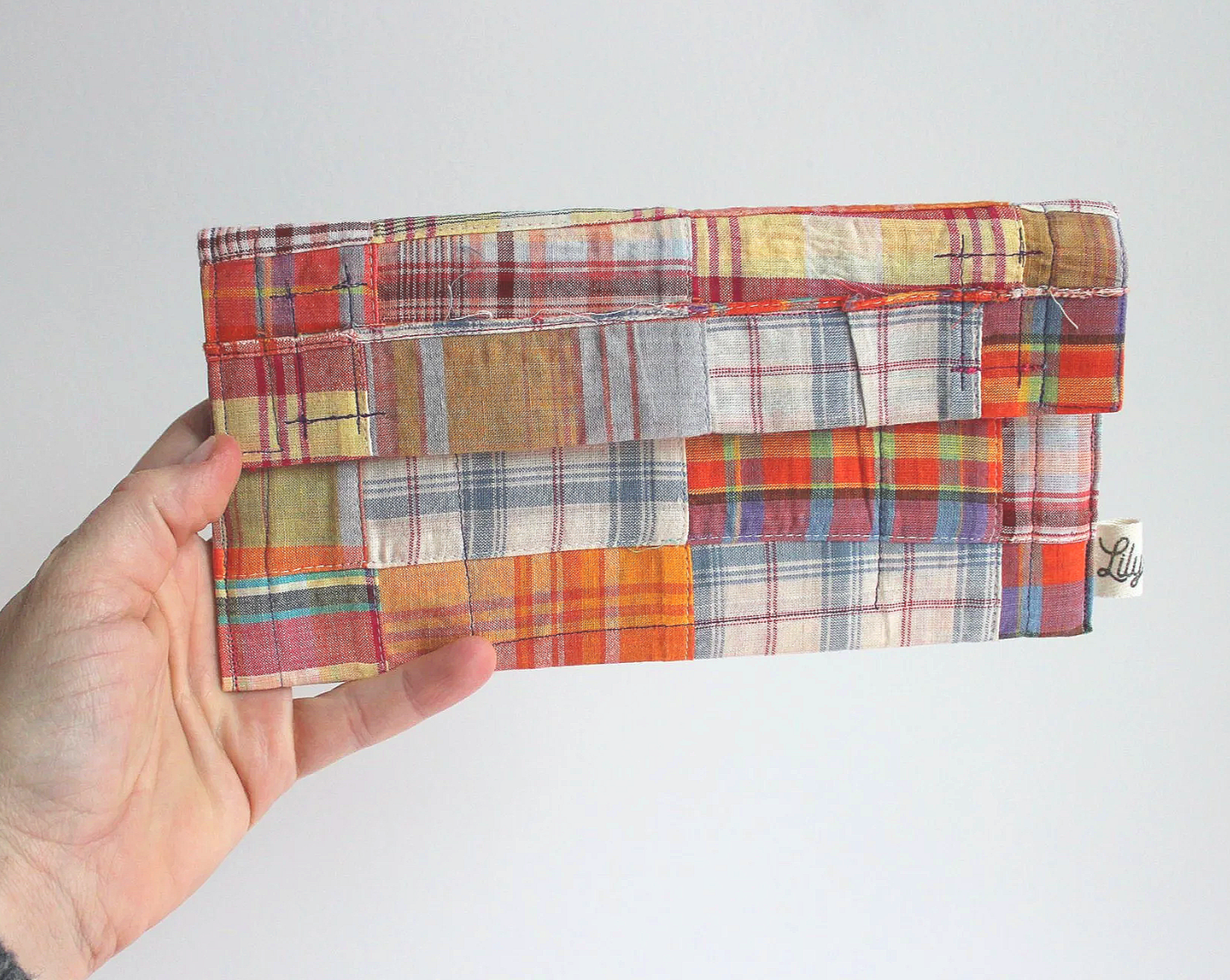 Orange Plaid & Rainbow Hand-Catch Wallet