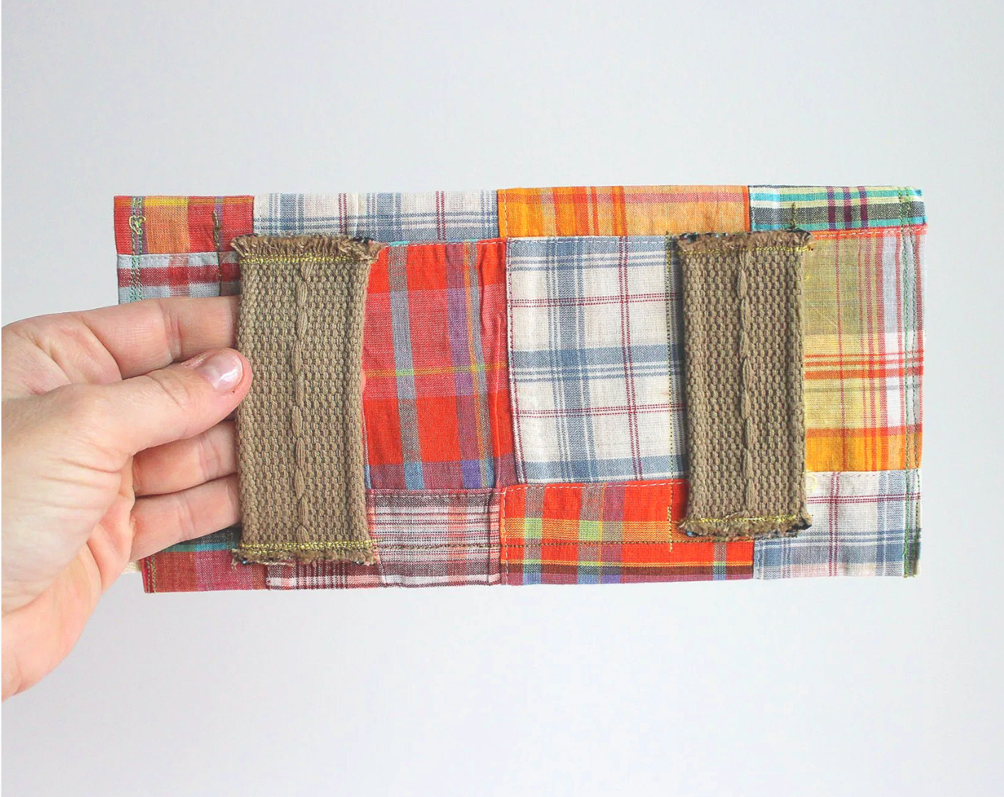 Orange Plaid & Tan Hand-Catch Wallet