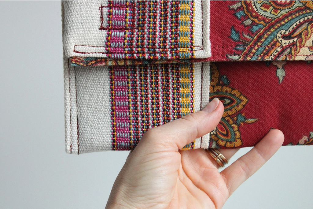 Paisley Striped Denim Hand-Catch Wallet