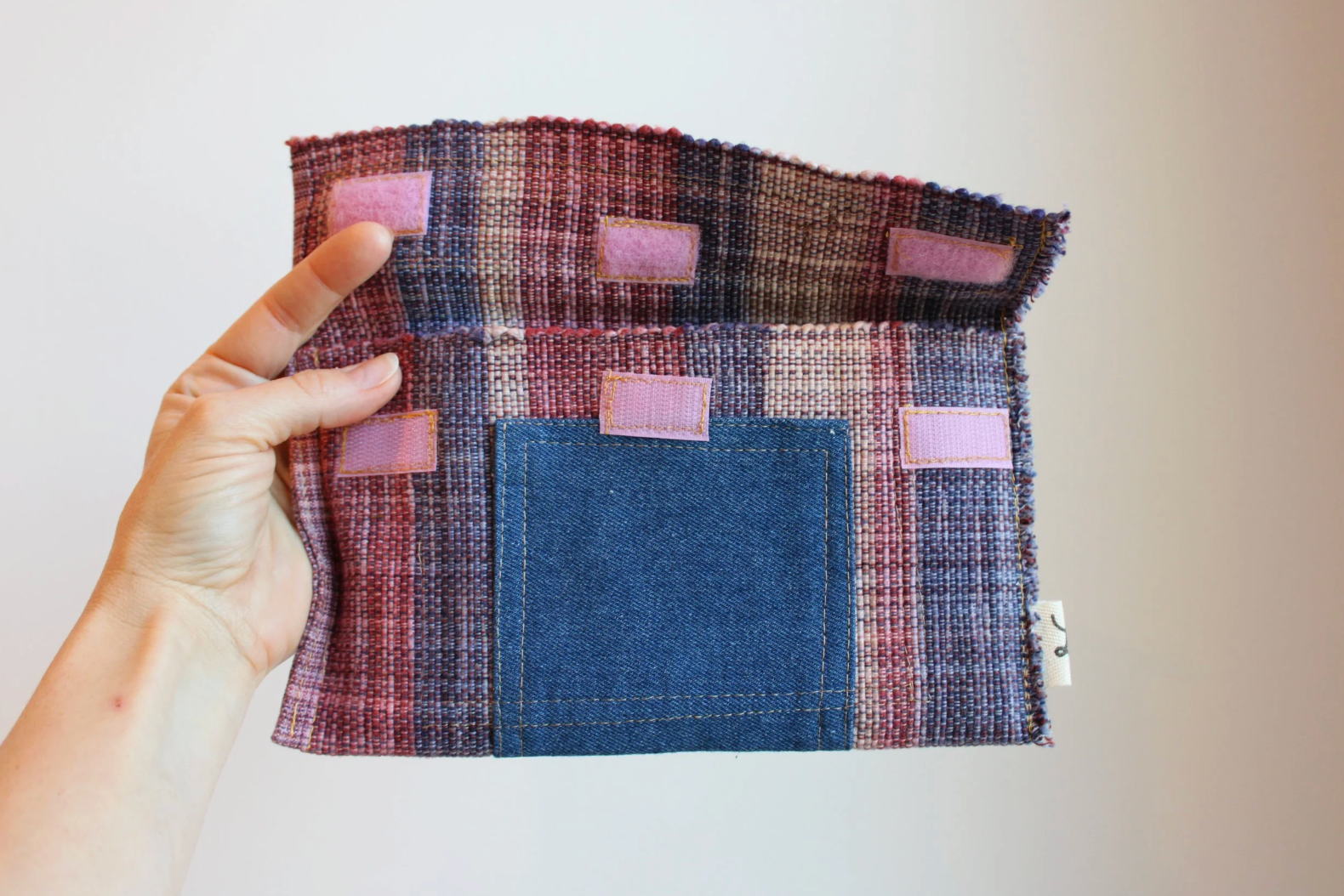 Raspberry Plaid Denim Wear Hand-Catch Wallet