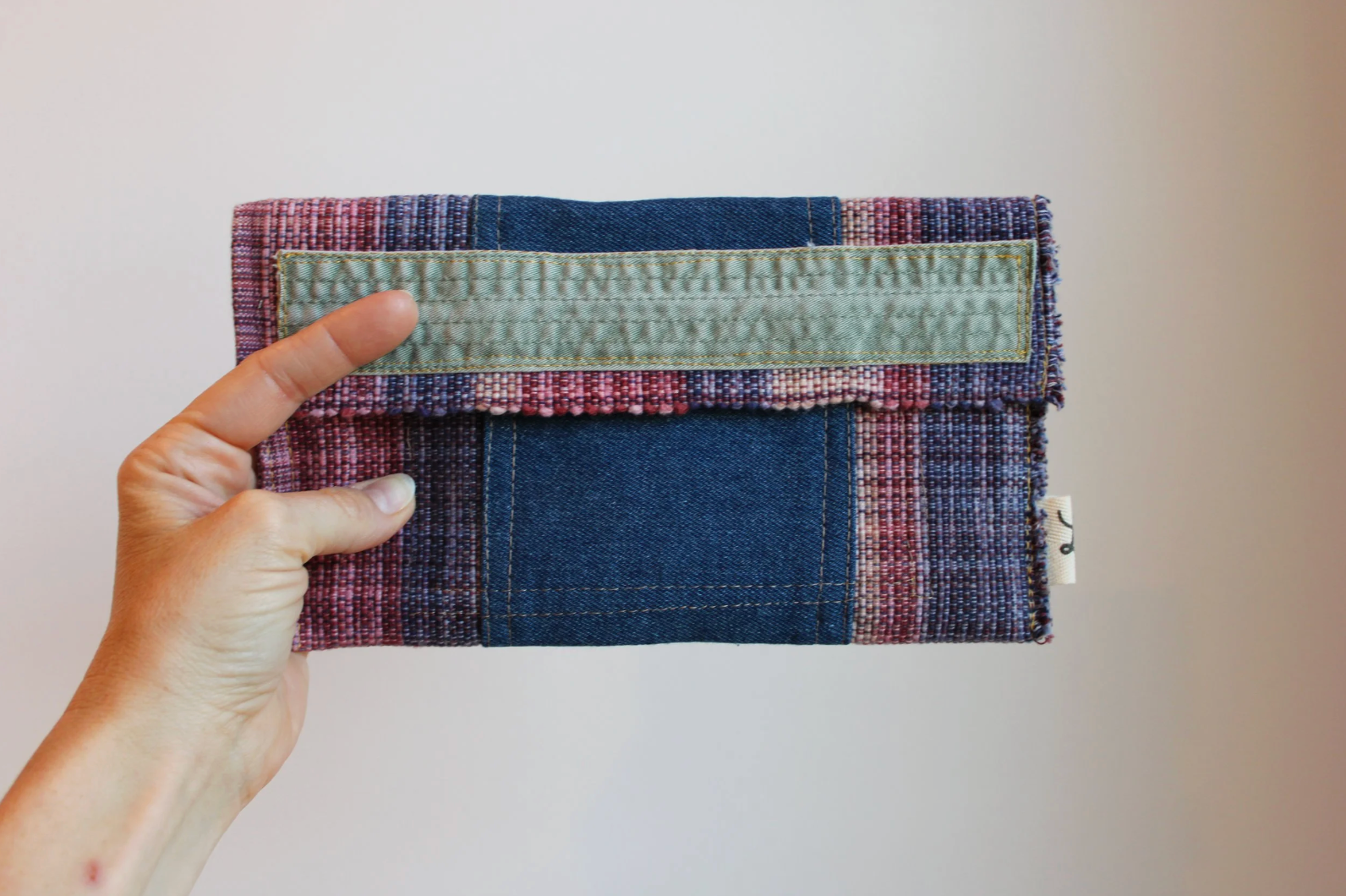 Raspberry Plaid Denim Wear Hand-Catch Wallet
