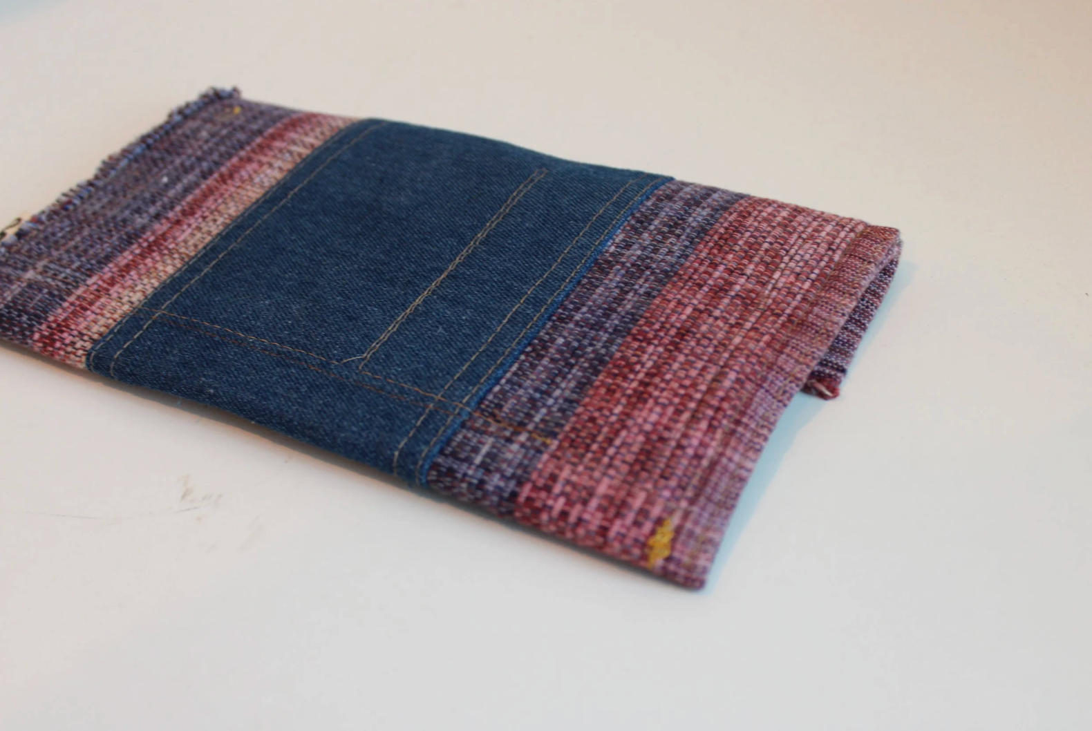 Raspberry Plaid Denim Wear Hand-Catch Wallet